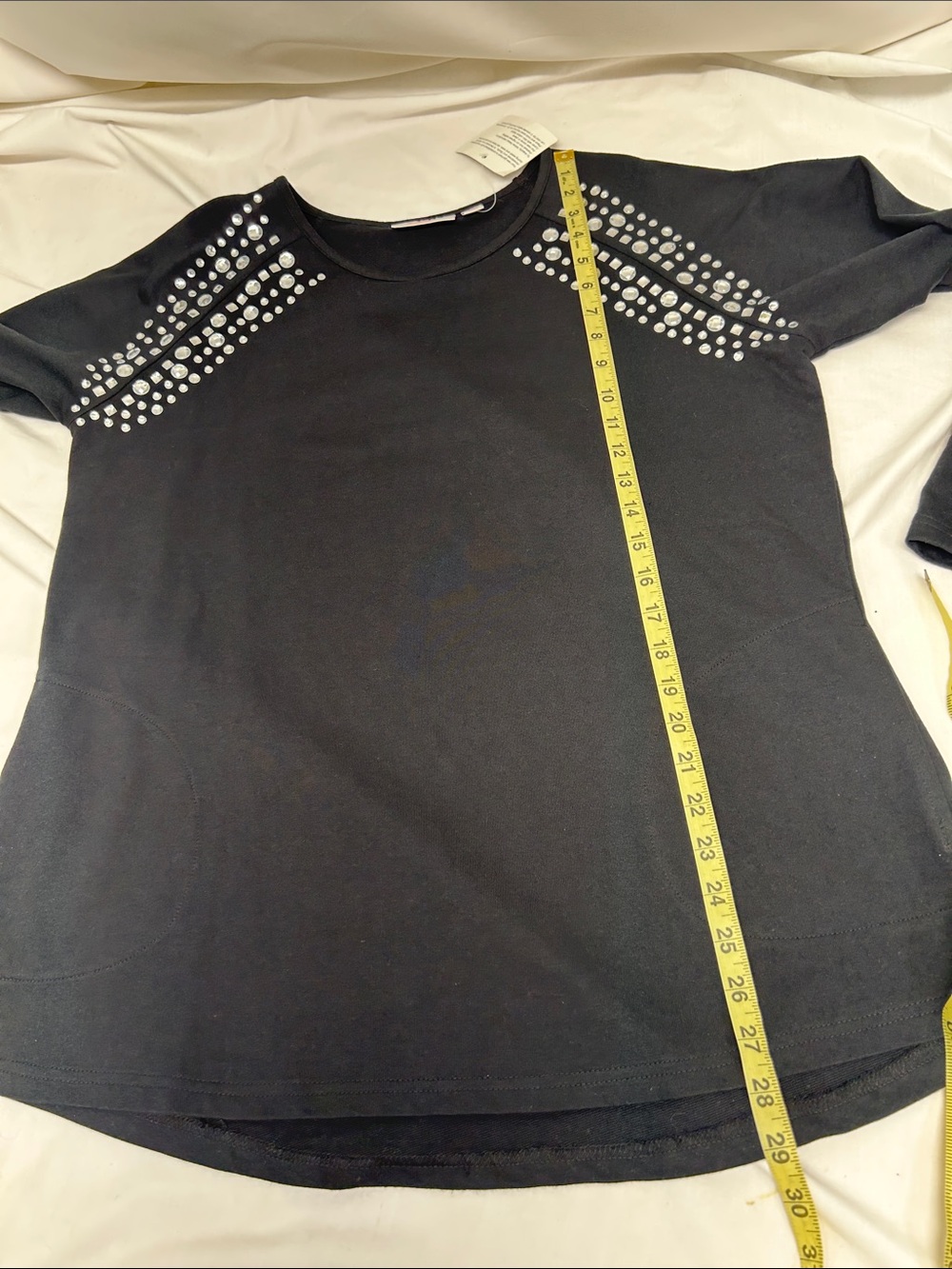 Quacker Factory Black Long Sleeve with Shoulder Rhinestone Accents Size Large - Picture 8 of 10